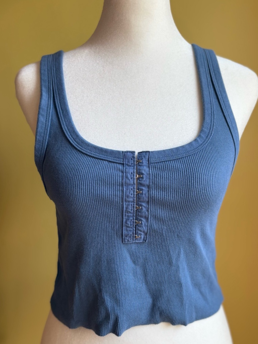 Aerie Hook and Eye Blue Cropped Tank Top Size M